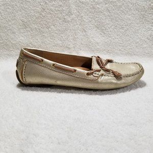 Clarks gold leather driving shoes